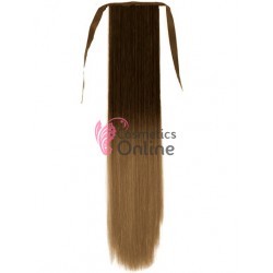 Extensie de par coada dreapta cu snur si pini 65  cm  Ombre Saten Inchis cu Saten Mediu Ash CYF7154218T6A
